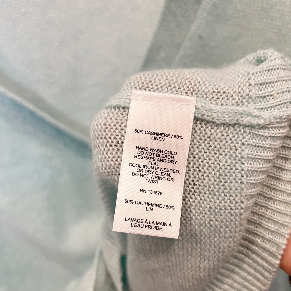 Vineyard Vines Womens Cashmere Linen Cardigan Sweater Blue V-Neck Size Medium - Picture 5 of 8